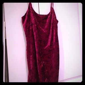 Crushed red velvet mini dress